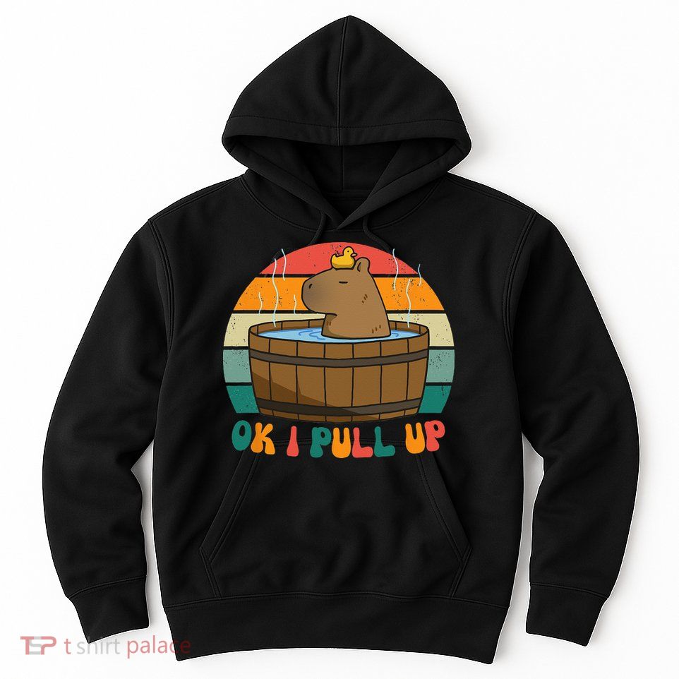 Capybara Ok I Pull Up Vintage Cute Funny Retro Rodent Hoodie