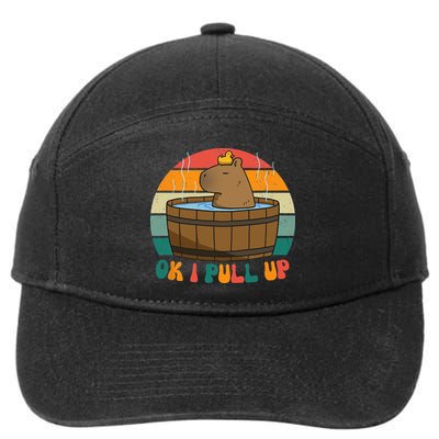Capybara Ok I Pull Up Vintage Cute Funny Retro Rodent 7-Panel Snapback Hat