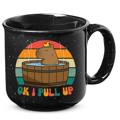 Capybara Ok I Pull Up Vintage Cute Funny Retro Rodent 15oz Campfire Ceramic Mug