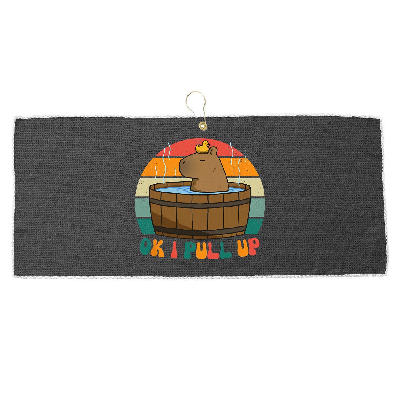 Capybara Ok I Pull Up Vintage Cute Funny Retro Rodent Large Microfiber Waffle Golf Towel