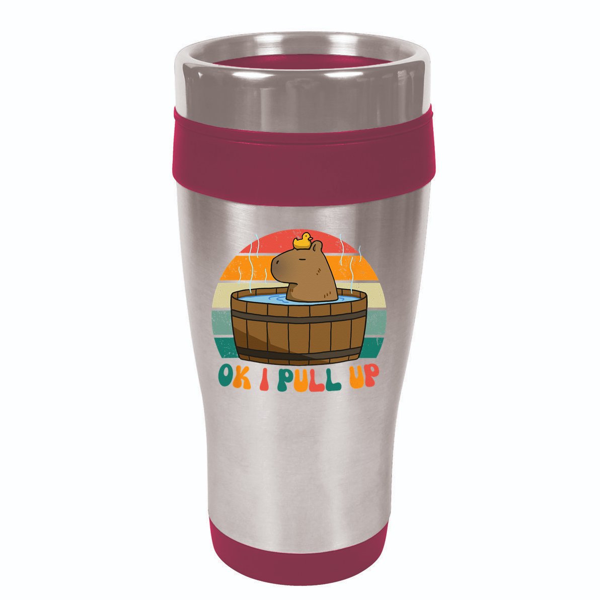 Capybara Ok I Pull Up Vintage Cute Funny Retro Rodent 16oz Travel Tumbler