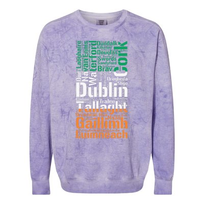 Cities of Ireland Flag Irish Roots Irish Family Colorblast Crewneck Sweatshirt