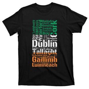 Cities of Ireland Flag Irish Roots Irish Family T-Shirt