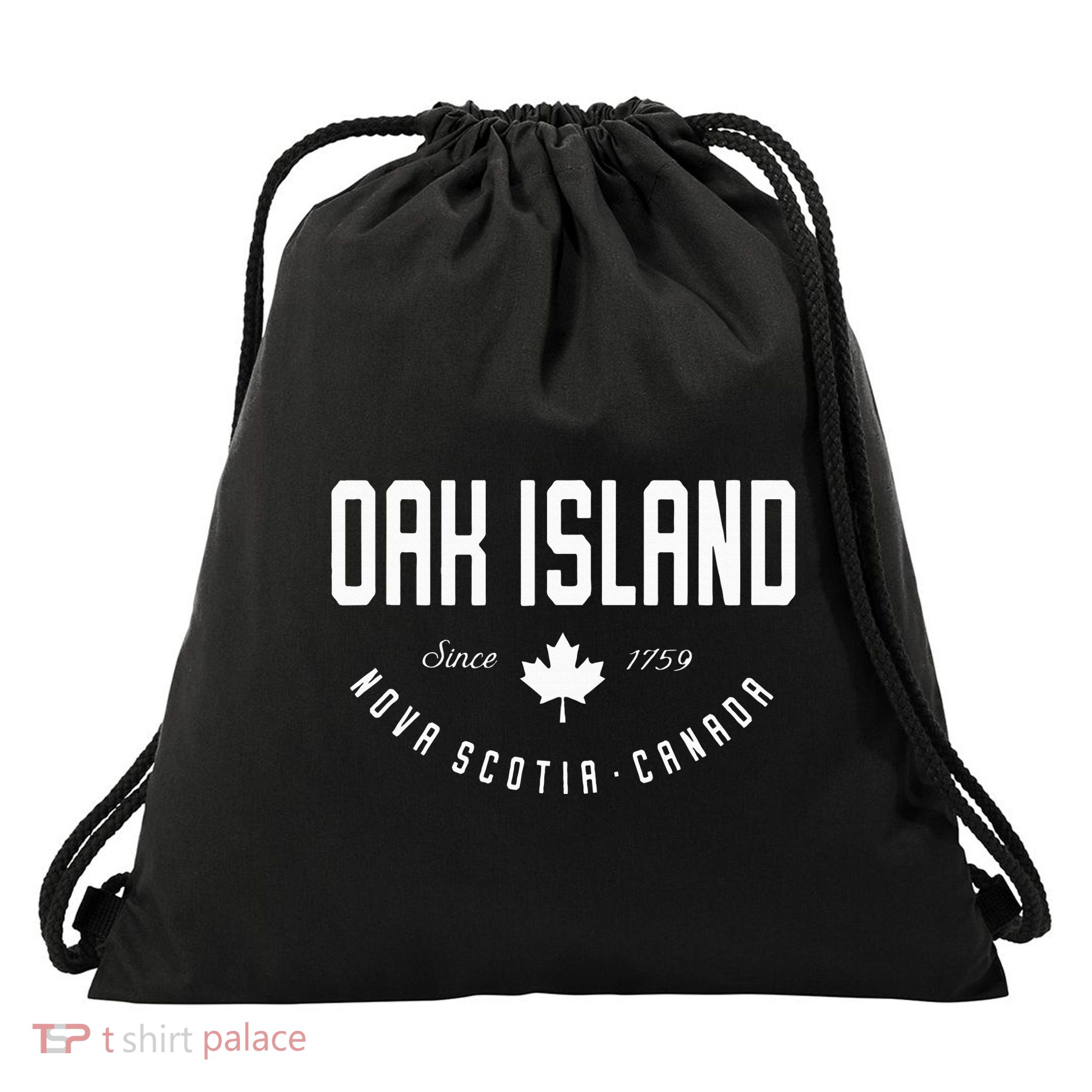 Ca Oak Island N.O.V.A Scotia Canadian Maple Leaf Drawstring Bag