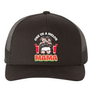 Cute One In A Melon Mama Messy Bun Watermelon Party Vibes Yupoong Adult 5-Panel Trucker Hat