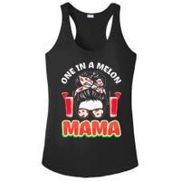 Cute One In A Melon Mama Messy Bun Watermelon Party Vibes Ladies PosiCharge Competitor Racerback Tank