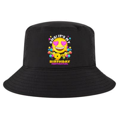 Cute OMG It's My 9th Birthday #BirthdayGirl Emoji Cool Comfort Performance Bucket Hat