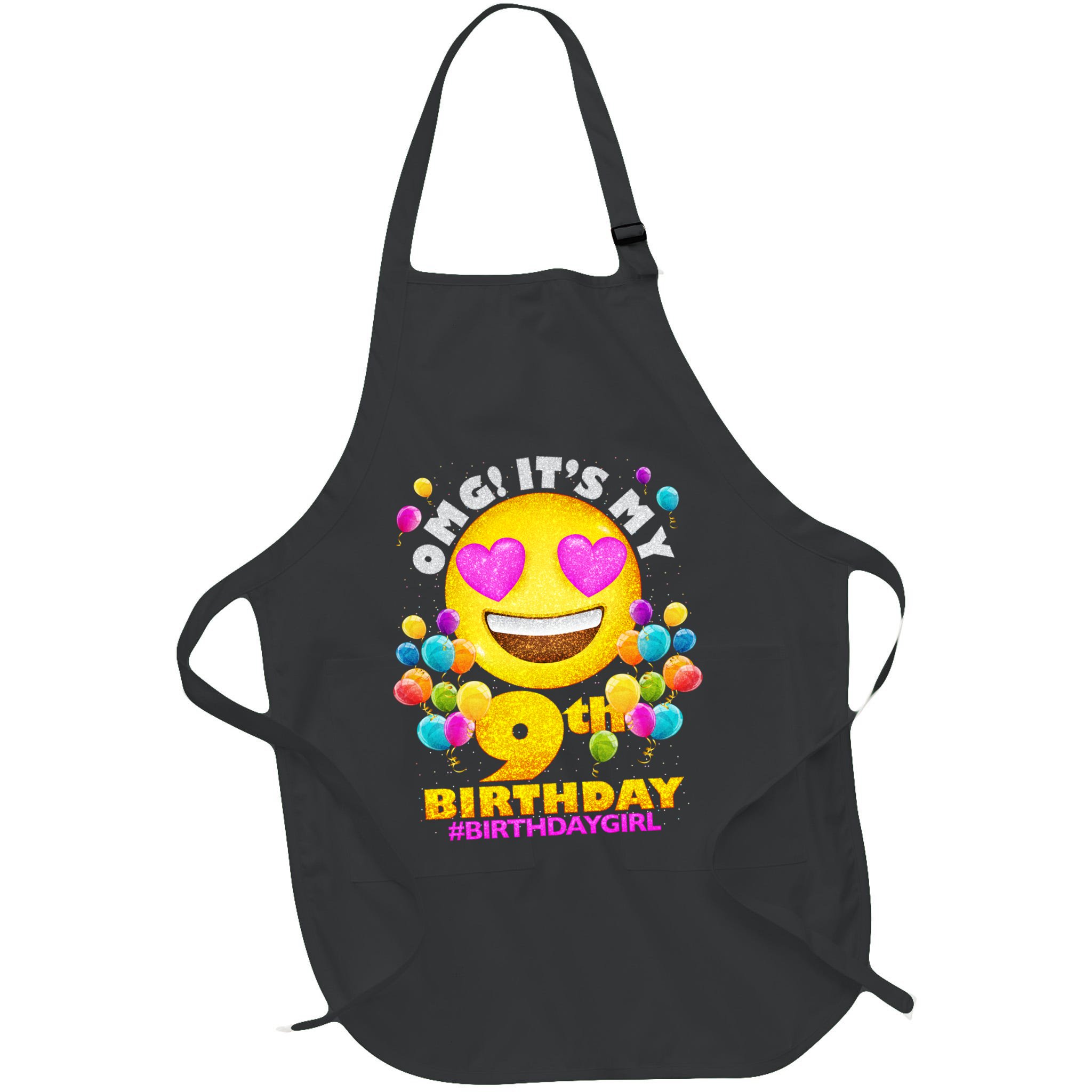 Cute OMG It's My 9th Birthday #BirthdayGirl Emoji Apron