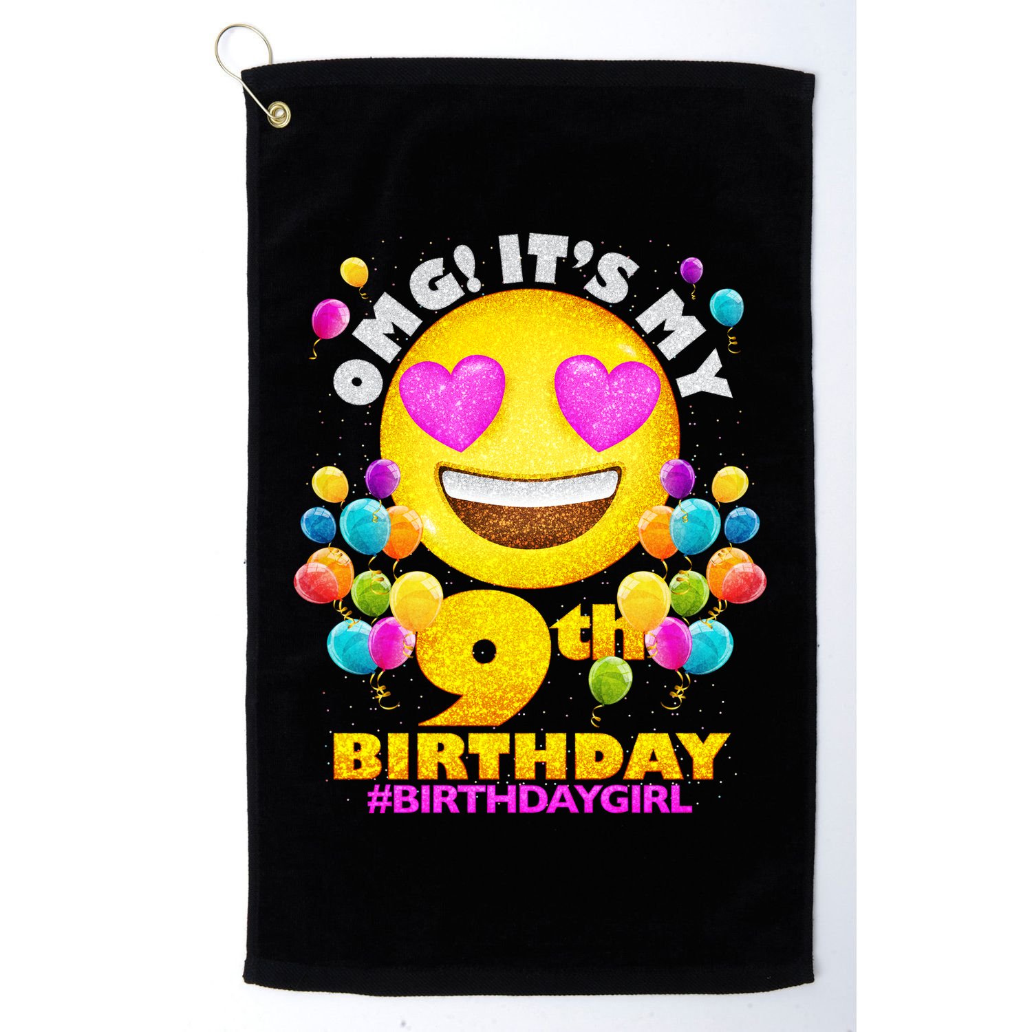 Cute OMG It's My 9th Birthday #BirthdayGirl Emoji Golf Towel