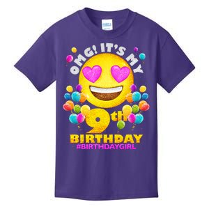 Cute OMG It's My 9th Birthday #BirthdayGirl Emoji Kids T-Shirt