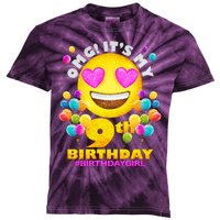 Cute OMG It's My 9th Birthday #BirthdayGirl Emoji Kids Tie-Dye T-Shirt