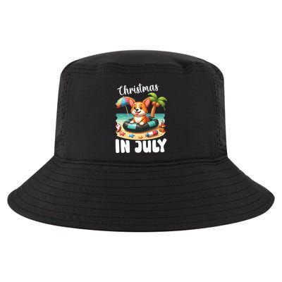 Corgi On Inflatable Boat Merry Christmas In July Day Lover Cool Comfort Performance Bucket Hat