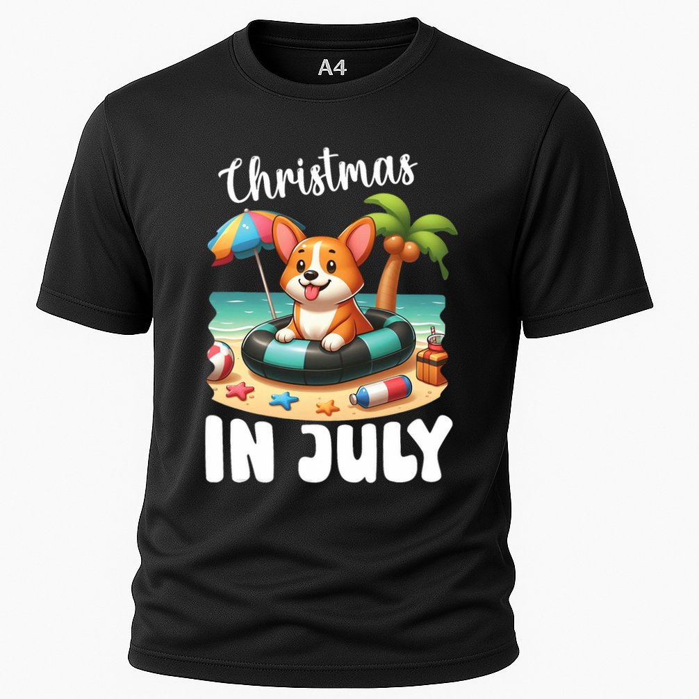 Corgi On Inflatable Boat Merry Christmas In July Day Lover Performance Shirt