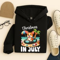 Corgi On Inflatable Boat Merry Christmas In July Day Lover Hoodie