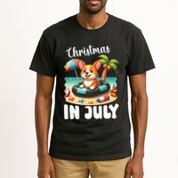 Corgi On Inflatable Boat Merry Christmas In July Day Lover Tall T-Shirt