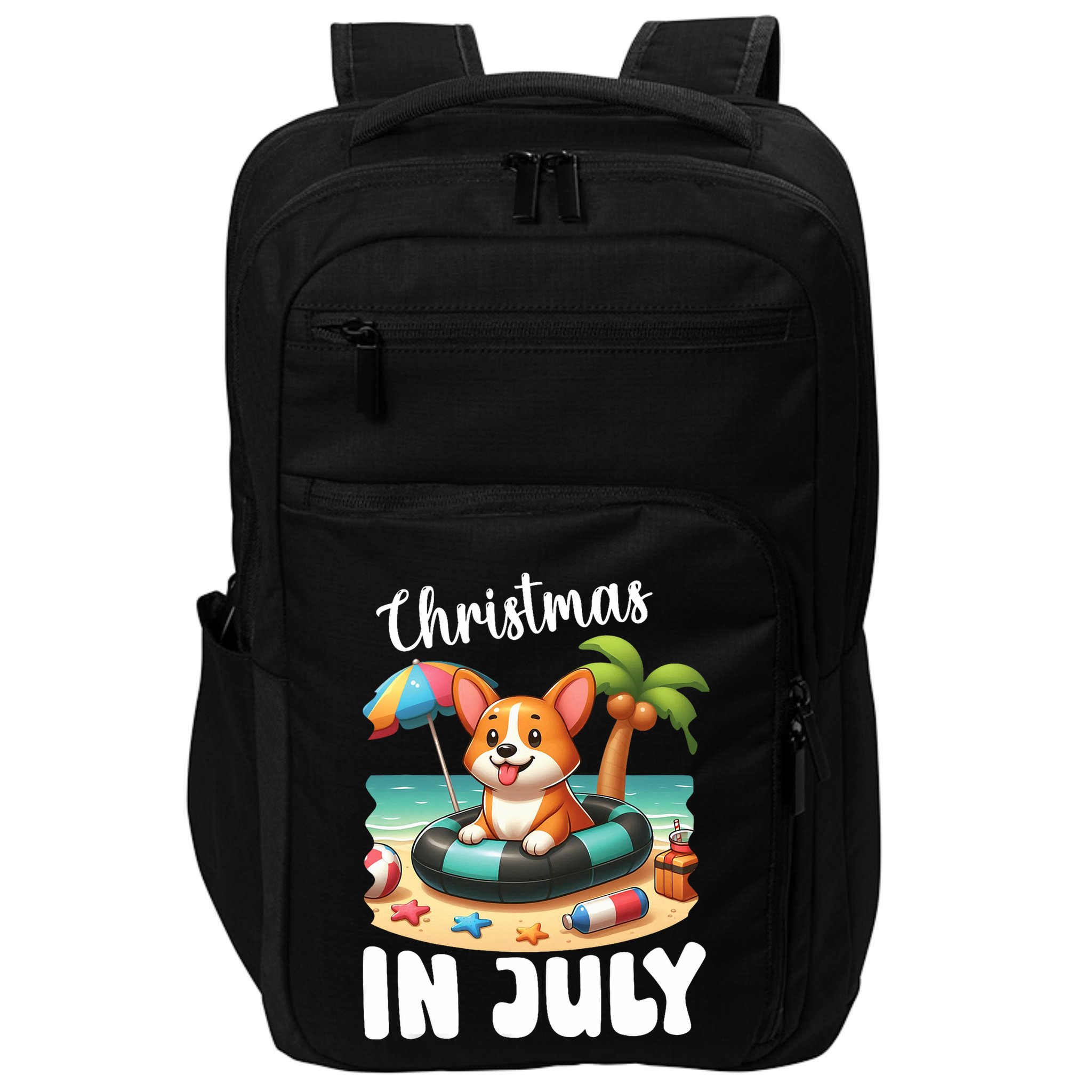 Corgi On Inflatable Boat Merry Christmas In July Day Lover Impact Tech Backpack