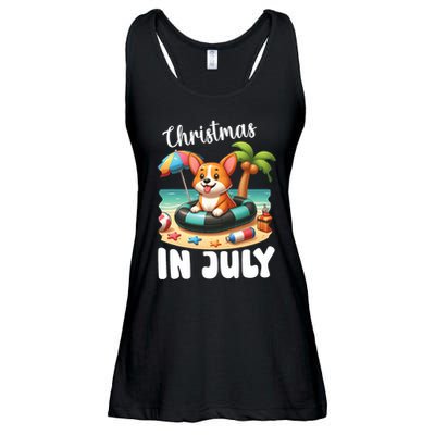 Corgi On Inflatable Boat Merry Christmas In July Day Lover Ladies Essential Flowy Tank