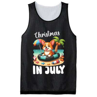 Corgi On Inflatable Boat Merry Christmas In July Day Lover Mesh Reversible Basketball Jersey Tank