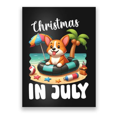 Corgi On Inflatable Boat Merry Christmas In July Day Lover Poster