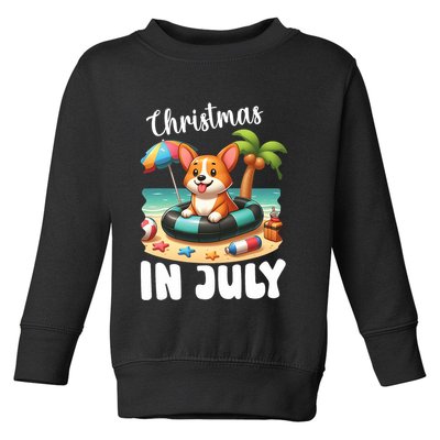 Corgi On Inflatable Boat Merry Christmas In July Day Lover Toddler Sweatshirt