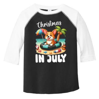 Corgi On Inflatable Boat Merry Christmas In July Day Lover Toddler Fine Jersey T-Shirt