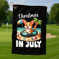 Corgi On Inflatable Boat Merry Christmas In July Day Lover Golf Towel
