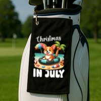 Corgi On Inflatable Boat Merry Christmas In July Day Lover Golf Towel