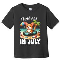 Corgi On Inflatable Boat Merry Christmas In July Day Lover Toddler T-Shirt