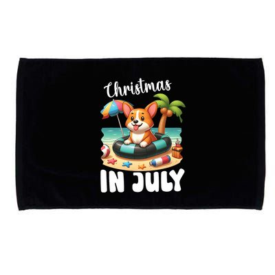 Corgi On Inflatable Boat Merry Christmas In July Day Lover Microfiber Hand Towel