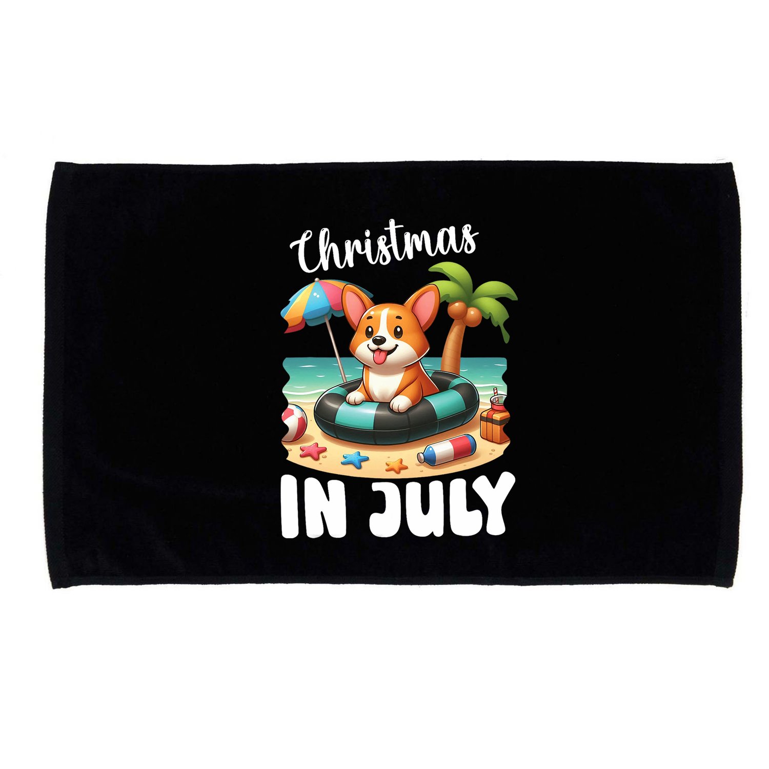 Corgi On Inflatable Boat Merry Christmas In July Day Lover Microfiber Hand Towel