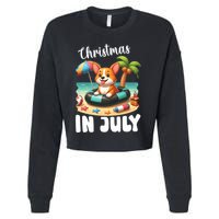 Corgi On Inflatable Boat Merry Christmas In July Day Lover Cropped Pullover Crew