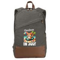 Corgi On Inflatable Boat Merry Christmas In July Day Lover Cotton Canvas Backpack