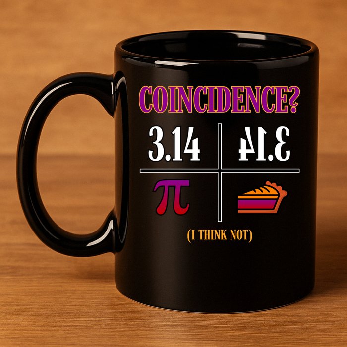 Coincidence I Think Not Pi Day Funny Pie Style  11oz C Handle Ceramic Mug