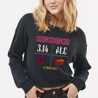 Coincidence I Think Not Pi Day Funny Pie Style  Cropped Pullover Crew