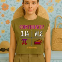 Coincidence I Think Not Pi Day Funny Pie Style  Garment-Dyed Women's Muscle Tee