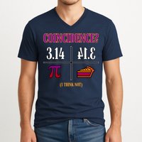 Coincidence I Think Not Pi Day Funny Pie Style  V-Neck T-Shirt