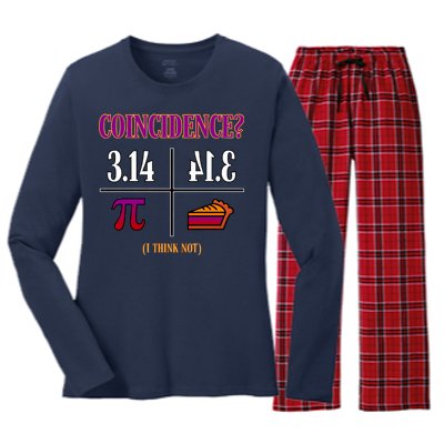 Coincidence I Think Not Pi Day Funny Pie Style  Women's Long Sleeve Flannel Pajama Set 