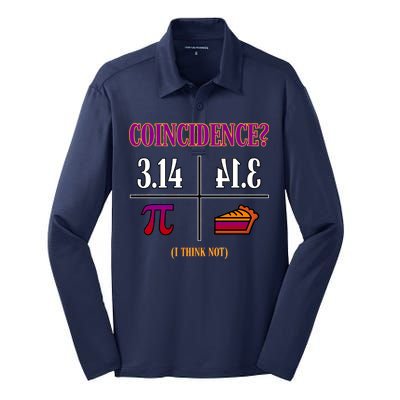 Coincidence I Think Not Pi Day Funny Pie Style  Silk Touch Performance Long Sleeve Polo