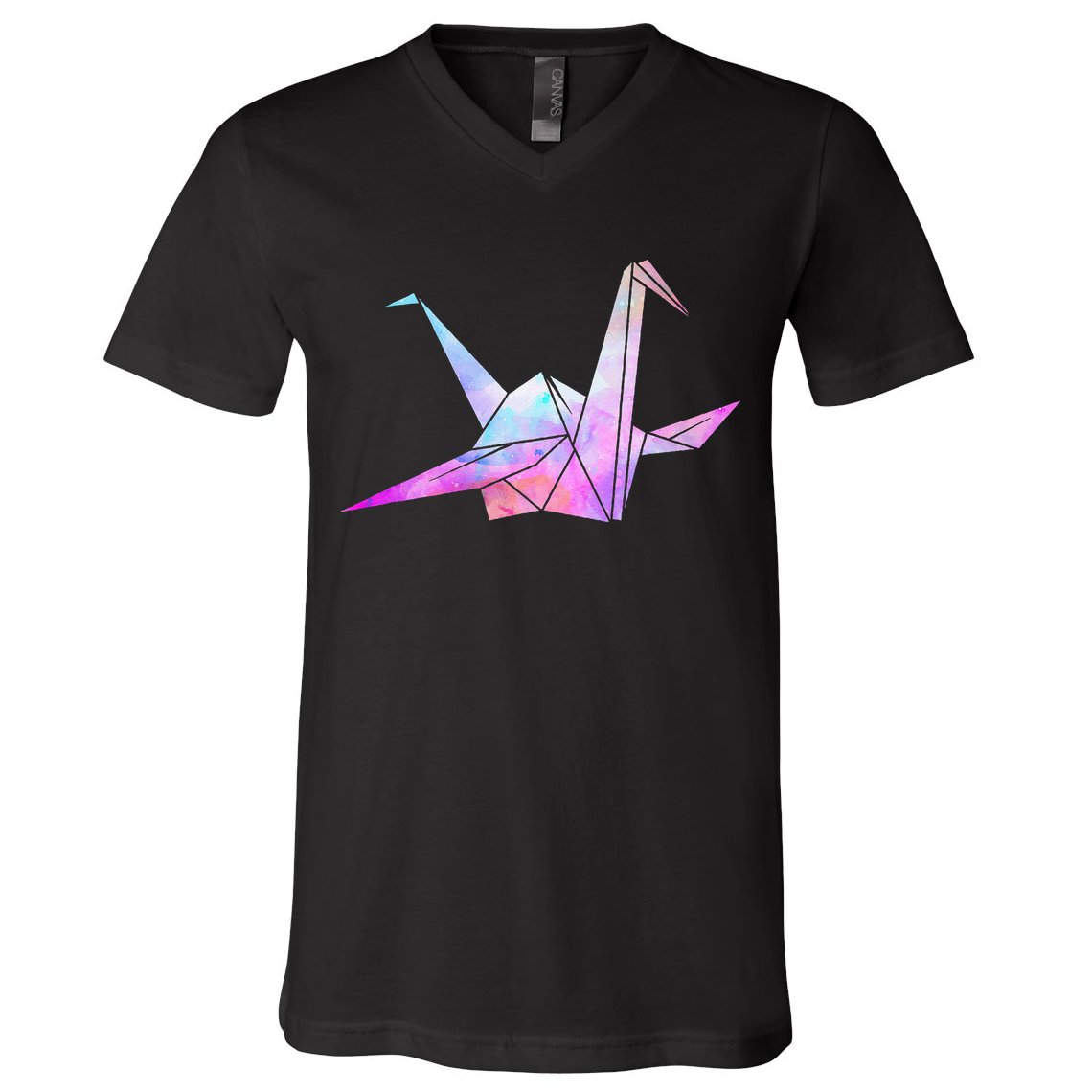Colorful Origami Japanese Culture Art Paper Folding Cranes V-Neck T-Shirt