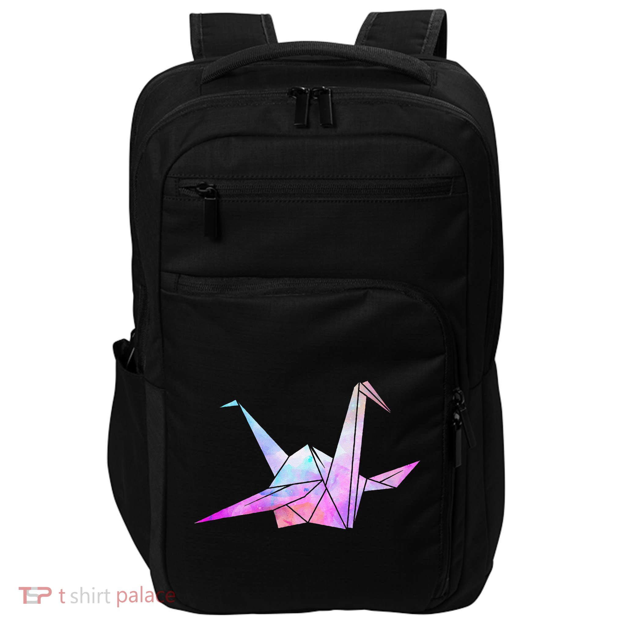 Colorful Origami Japanese Culture Art Paper Folding Cranes Impact Tech Backpack