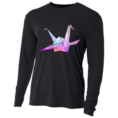 Colorful Origami Japanese Culture Art Paper Folding Cranes Cooling Performance Long Sleeve Crew
