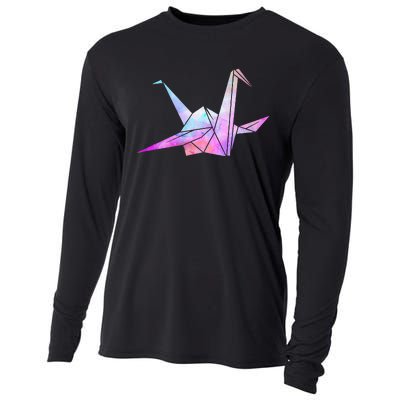 Colorful Origami Japanese Culture Art Paper Folding Cranes Cooling Performance Long Sleeve Crew