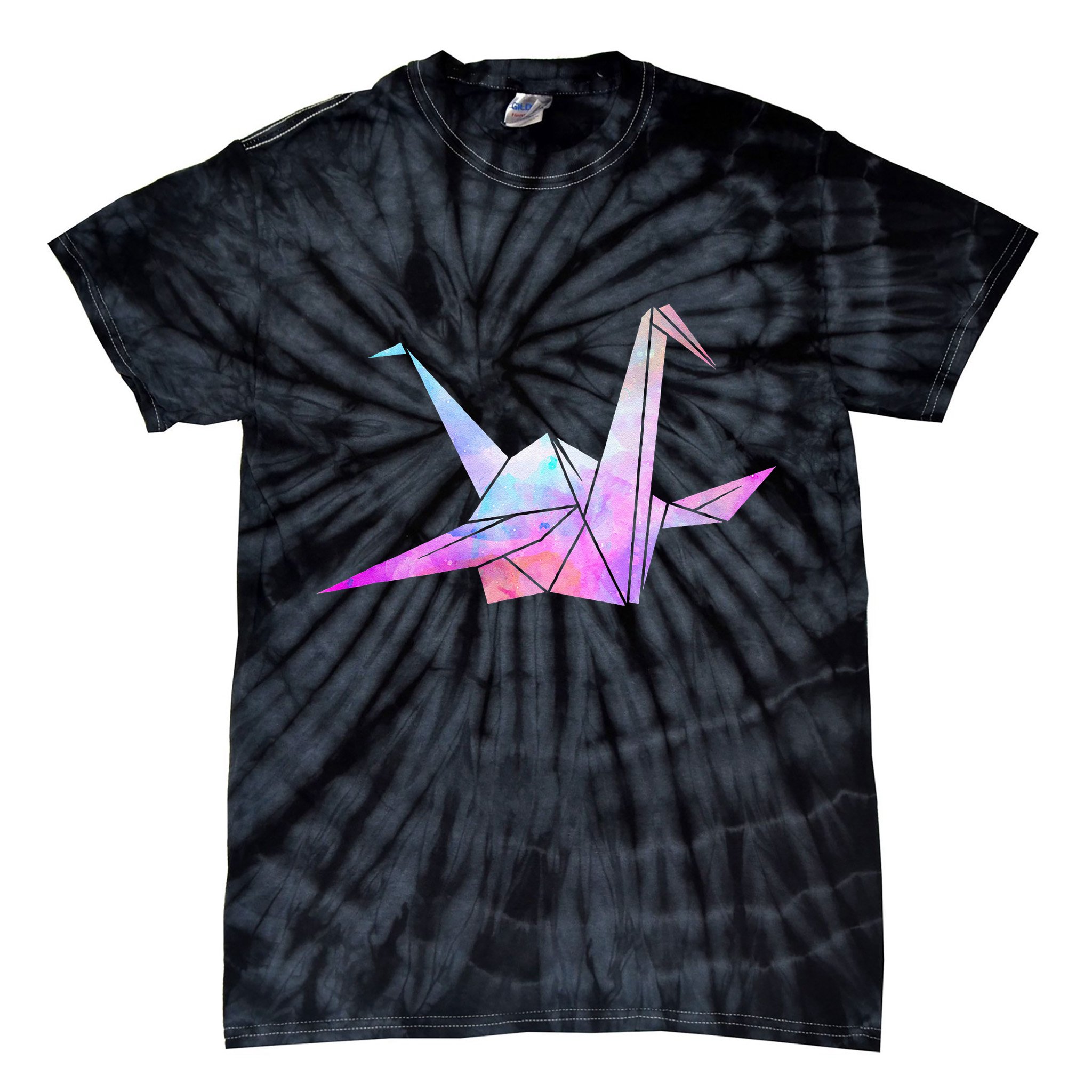 Colorful Origami Japanese Culture Art Paper Folding Cranes Tie-Dye T-Shirt