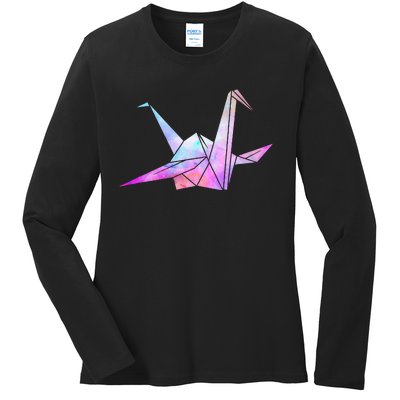 Colorful Origami Japanese Culture Art Paper Folding Cranes Ladies Long Sleeve Shirt