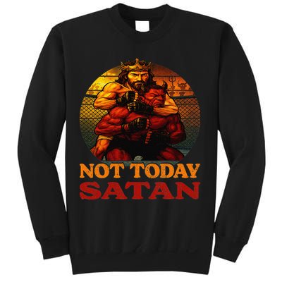 Christian Outfit Jesus Devil Comic Graphic Not Today Satan Sweatshirt