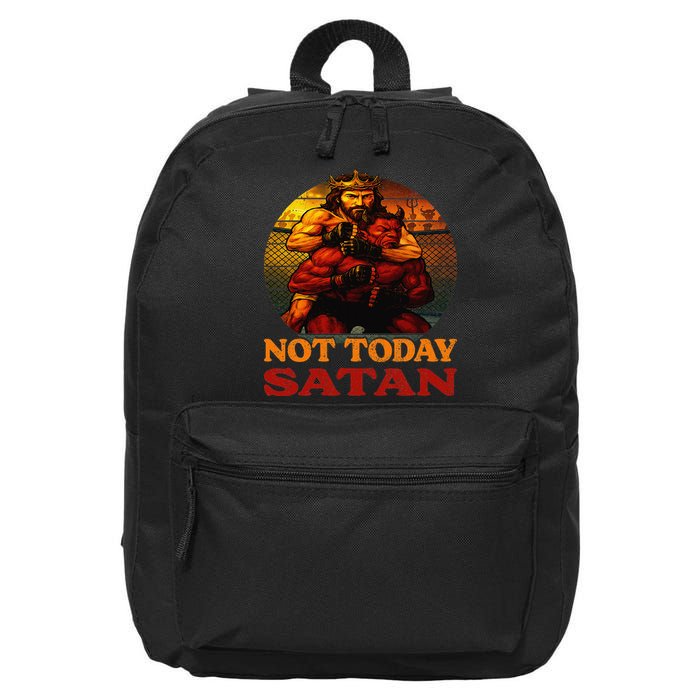 Christian Outfit Jesus Devil Comic Graphic Not Today Satan 16 in Basic Backpack