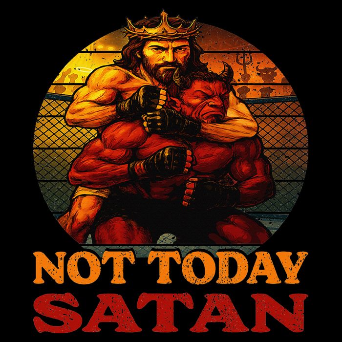 Christian Outfit Jesus Devil Comic Graphic Not Today Satan 16 in Basic Backpack
