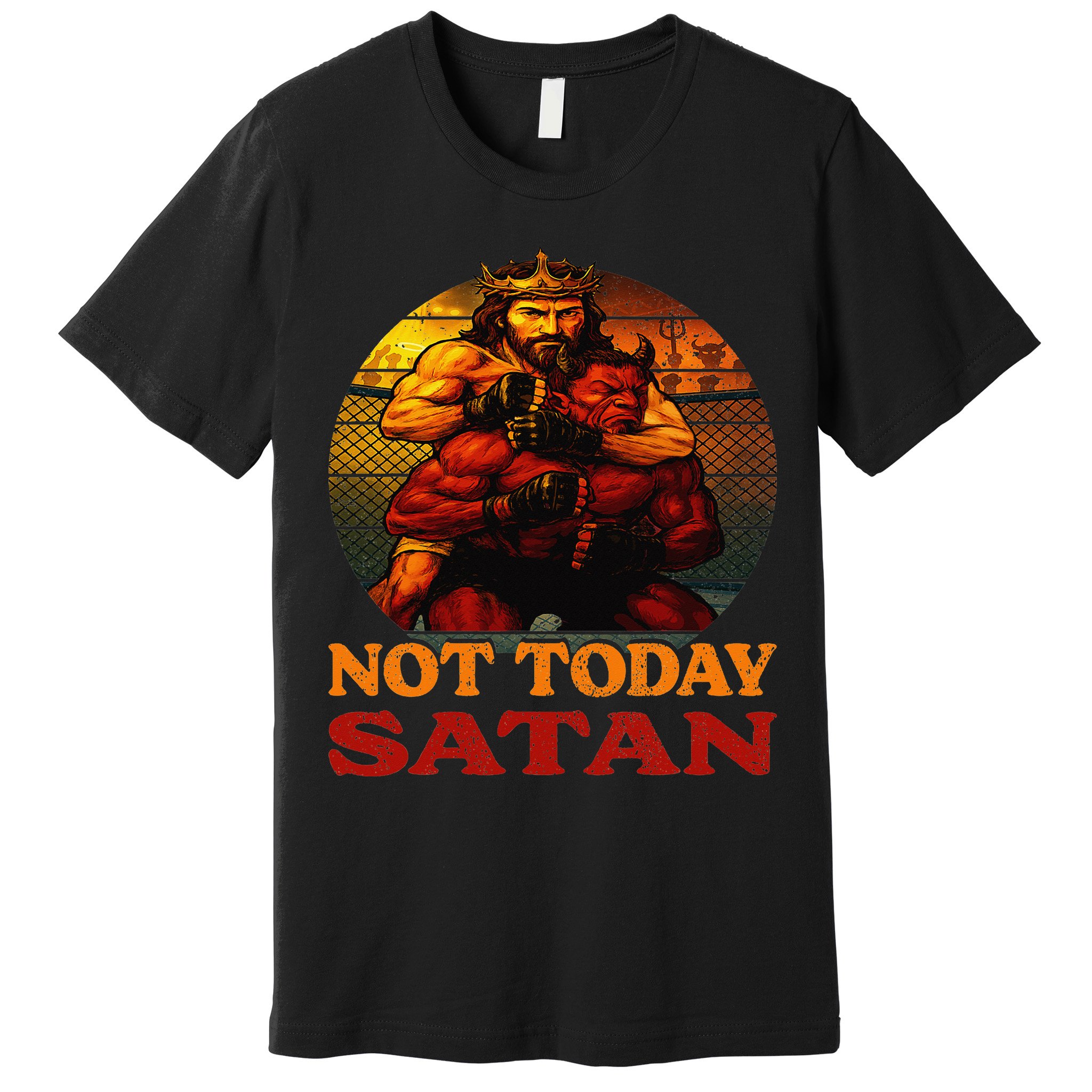 Christian Outfit Jesus Devil Comic Graphic Not Today Satan Premium T-Shirt