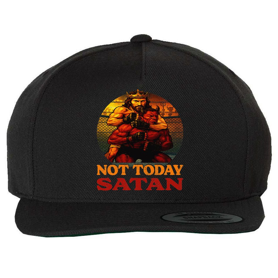 Christian Outfit Jesus Devil Comic Graphic Not Today Satan Wool Snapback Cap