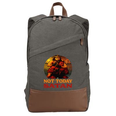 Christian Outfit Jesus Devil Comic Graphic Not Today Satan Cotton Canvas Backpack
